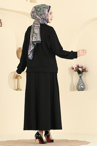 moda selvim طقم أسود 2604TPK1167 - Thumbnail