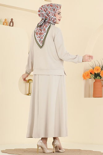 moda selvim طقم بيج 2604TPK1167 - Thumbnail