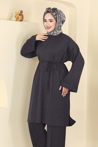 moda selvim طقم رمادي فاتح 2605ERK1158 - Thumbnail