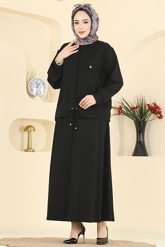 moda selvim طقم أسود 2605TPK1167 - Thumbnail