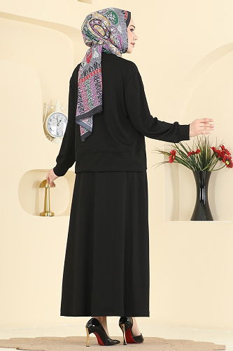 moda selvim طقم أسود 2605TPK1167 - Thumbnail