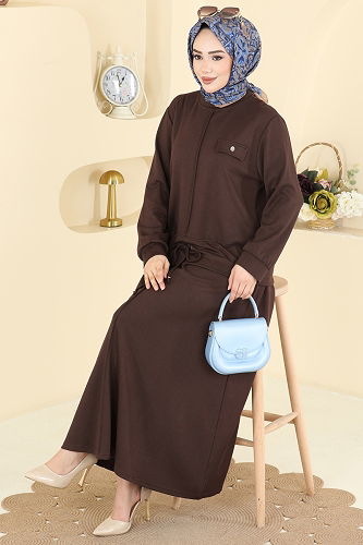 moda selvim طقم بني 2605TPK1167 - Thumbnail