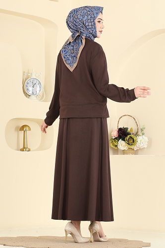 moda selvim طقم بني 2605TPK1167 - Thumbnail