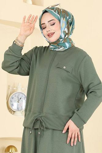 moda selvim طقم اخضر عفني 2605TPK1167 - Thumbnail