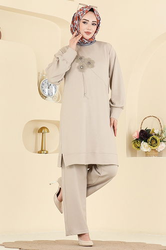 moda selvim طقم بيج 2606TPK1167 - Thumbnail