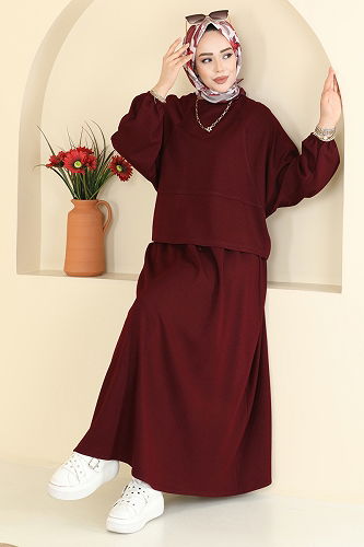 moda selvim طقم خمري 2607ERK1158 - Thumbnail