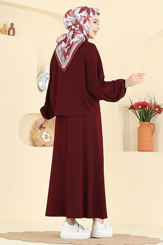 moda selvim طقم خمري 2607ERK1158 - Thumbnail