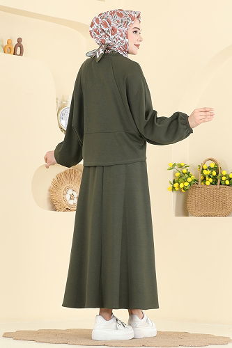 moda selvim طقم اخضر عفني 2607ERK1158 - Thumbnail