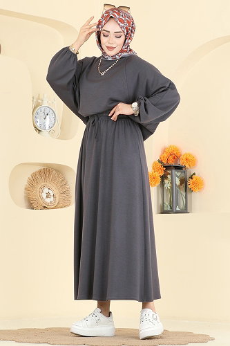 moda selvim طقم رمادي فاتح 2607ERK1158 - Thumbnail