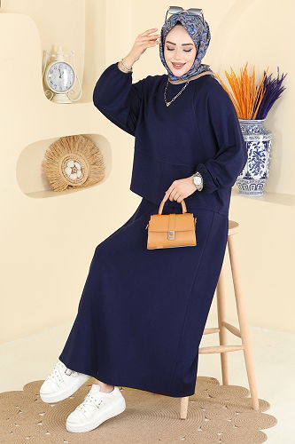 moda selvim طقم كحلي 2607ERK1158 - Thumbnail