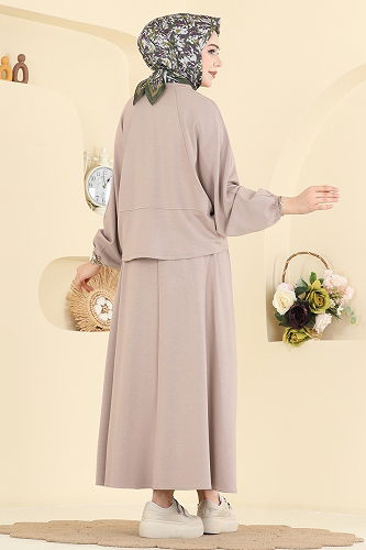 moda selvim طقم بيج 2607ERK1158 - Thumbnail