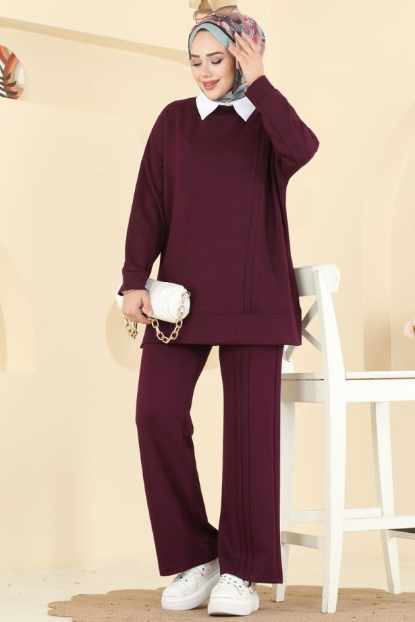 Modaselvim Hijab Combinations Combined 2607MSZ1172 Burgundy