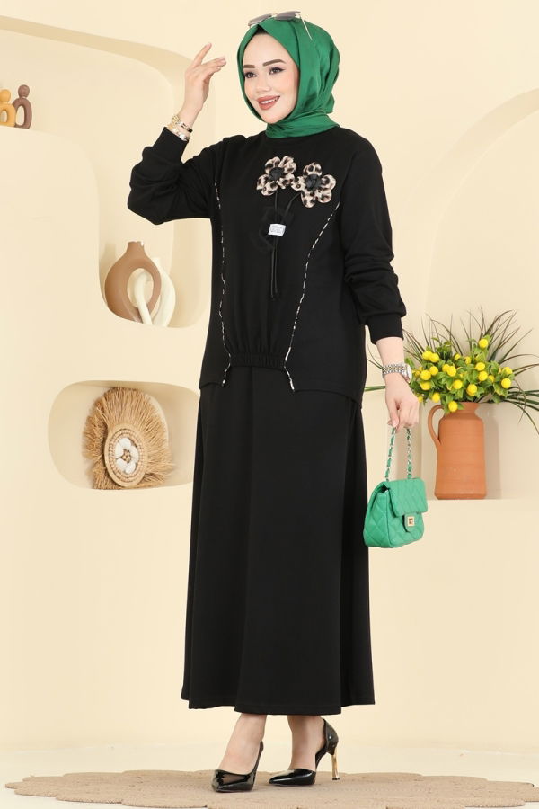 Modaselvim Hijab Combinations Combined 2607TPK1167 Black