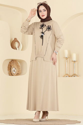 moda selvim طقم كريمي 2607TPK1167 - Thumbnail