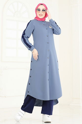 moda selvim Combined 2608SL432 Baby Blue & Navy Blue - Thumbnail