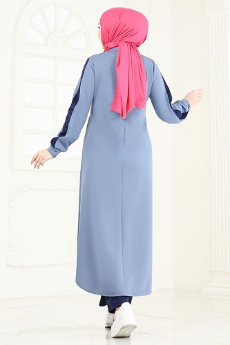 moda selvim طقم أزرق فاتح &كحلي 2608SL432 - Thumbnail