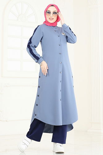 moda selvim طقم أزرق فاتح &كحلي 2608SL432 - Thumbnail