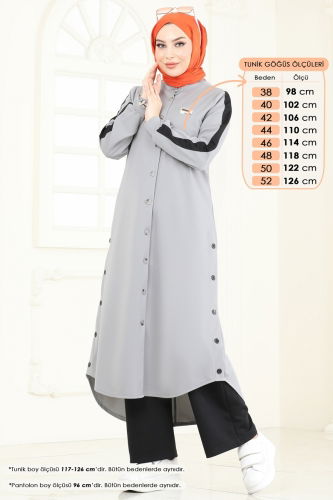 moda selvim طقم رمادي وأسود 2608SL432 - Thumbnail