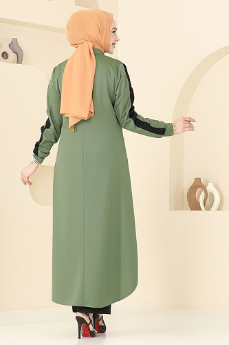 moda selvim طقم أخضر عشبي وأسود 2608SL432 - Thumbnail