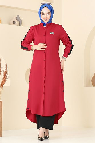 moda selvim طقم أحمر و أسود 2608SL432 - Thumbnail