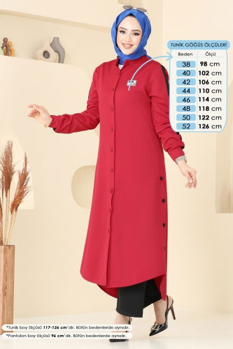 moda selvim طقم أحمر و أسود 2608SL432 - Thumbnail