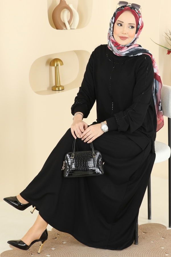 Modaselvim Hijab Combinations Combined 2608TPK1167 Black