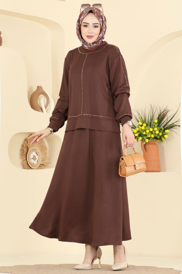 Modaselvim Hijab Combinations Combined 2608TPK1167 Brown