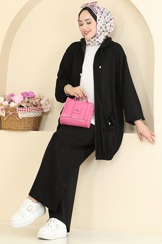 moda selvim طقم أسود 2611ERK1158 - Thumbnail