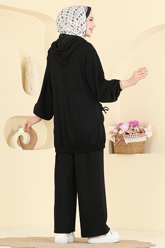 moda selvim طقم أسود 2611ERK1158 - Thumbnail