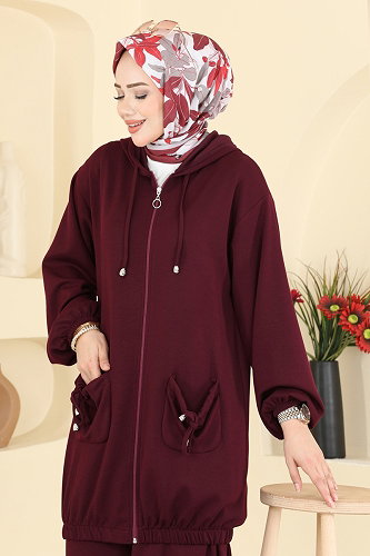 moda selvim طقم خمري 2611ERK1158 - Thumbnail