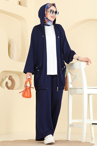 moda selvim طقم كحلي 2611ERK1158 - Thumbnail