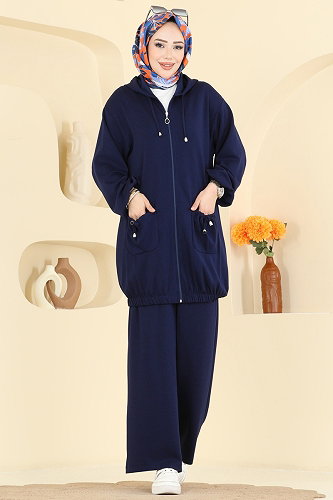 moda selvim طقم كحلي 2611ERK1158 - Thumbnail
