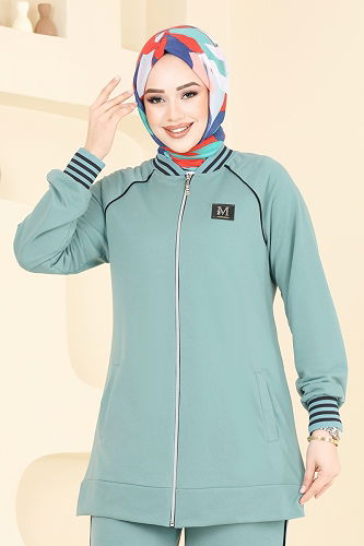 moda selvim طقم أخضر باهت 2611SL432 - Thumbnail