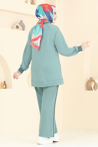 moda selvim طقم أخضر باهت 2611SL432 - Thumbnail