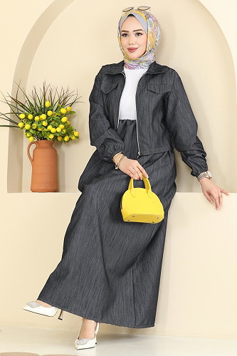 moda selvim طقم جينز غامق 2611TPK1167 - Thumbnail