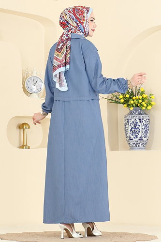 moda selvim طقم جينز فاتح 2611TPK1167 - Thumbnail