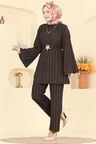 moda selvim طقم بني 2612TPK1167 - Thumbnail