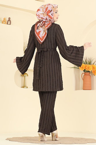 moda selvim طقم بني 2612TPK1167 - Thumbnail