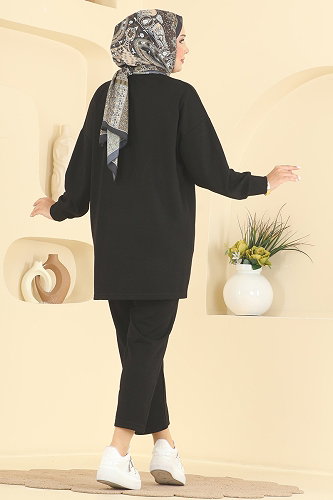 moda selvim طقم أسود 2615TPK1167 - Thumbnail