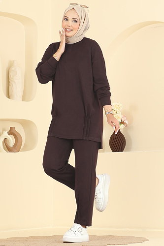 moda selvim طقم بني 2615TPK1167 - Thumbnail