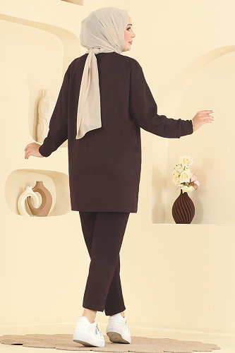 moda selvim طقم بني 2615TPK1167 - Thumbnail