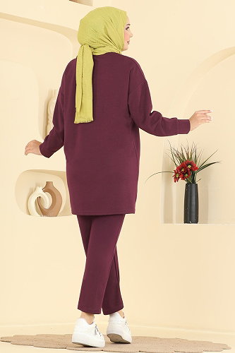 moda selvim طقم خمري 2615TPK1167 - Thumbnail
