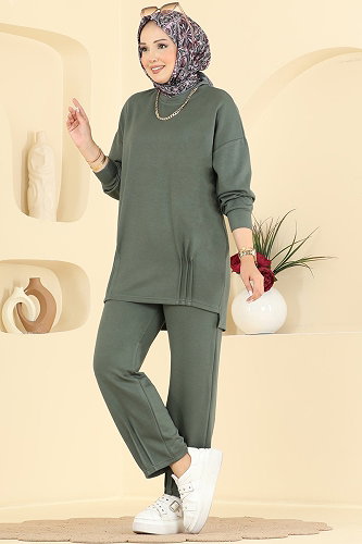 moda selvim طقم اخضر عفني 2615TPK1167 - Thumbnail
