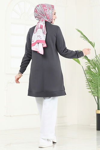 moda selvim طقم رمادي غامق & سكري 2616SL432 - Thumbnail