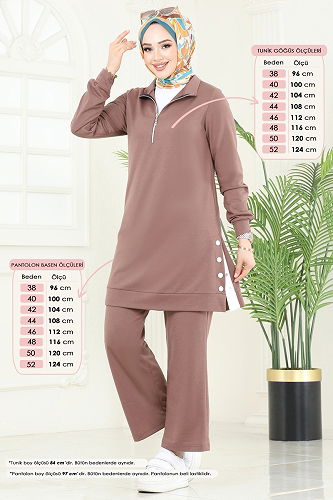 moda selvim طقم بيج وردي 2616SL432 - Thumbnail