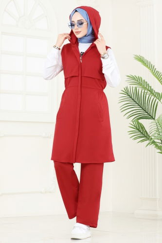 moda selvim طقم احمر 2619SL432 - Thumbnail