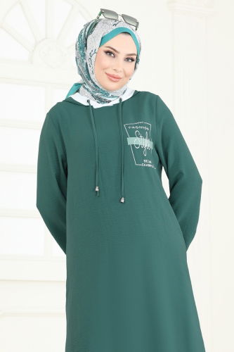moda selvim طقم أخضر باهت غامق 2620SL432 - Thumbnail