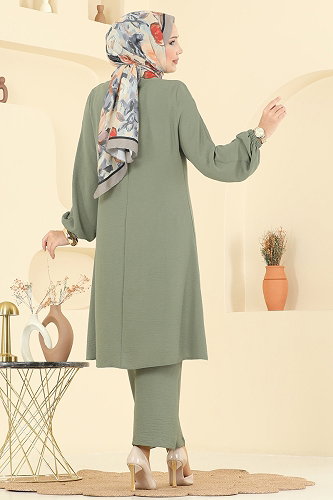 moda selvim طقم أخضر عشبي 2621SL432 - Thumbnail