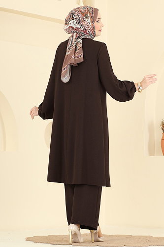 moda selvim طقم بني غامق 2621SL432 - Thumbnail