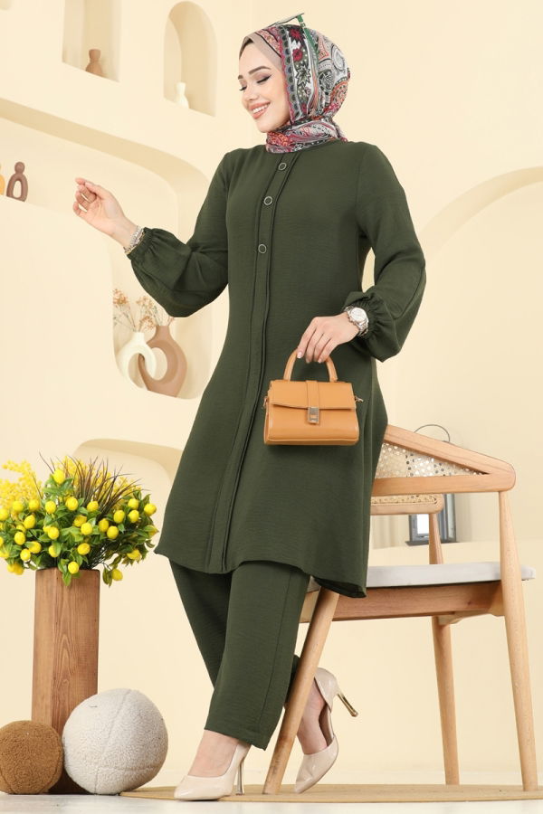 Modaselvim Hijab Combinations Combined 2621SL432 Dark Khaki